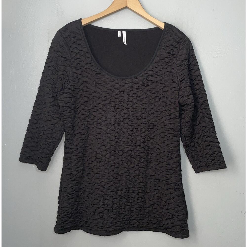 Studio Y Top Size XL Black Textured Puckered Knit Whimsigoth Stretch Witchy Vamp